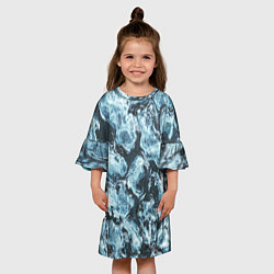 Платье клеш для девочки Холодная ледяная броня - Синий, цвет: 3D-принт — фото 2