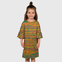 Платье клеш для девочки Квадратный хаос, цвет: 3D-принт — фото 2
