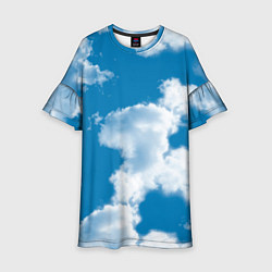 Платье клеш для девочки Небо в облаках, цвет: 3D-принт