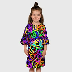 Платье клеш для девочки Неоновый беспорядок, цвет: 3D-принт — фото 2