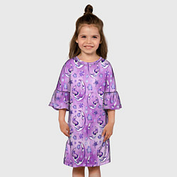 Платье клеш для девочки Танцующие русалки на фиолетовом, цвет: 3D-принт — фото 2