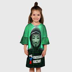 Платье клеш для девочки Russian hacker green, цвет: 3D-принт — фото 2