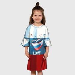 Платье клеш для девочки Флаг России в виде сердца, цвет: 3D-принт — фото 2