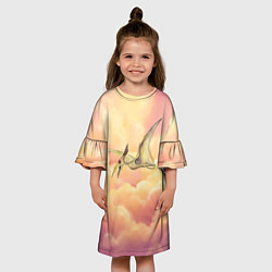Платье клеш для девочки Птеродактиль в облаках, цвет: 3D-принт — фото 2