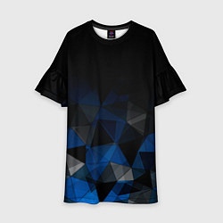 Платье клеш для девочки Черно-синий геометрический, цвет: 3D-принт