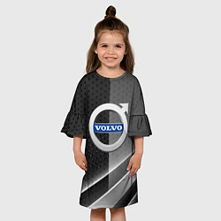 Платье клеш для девочки Volvo Карбон абстракция, цвет: 3D-принт — фото 2