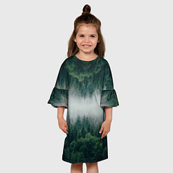 Платье клеш для девочки ЗЕРКАЛЬНЫЙ ТУМАННЫЙ ЛЕС, цвет: 3D-принт — фото 2