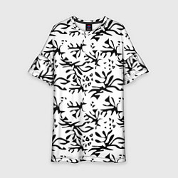 Платье клеш для девочки Черно белый абстрактный модный узор, цвет: 3D-принт