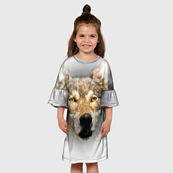 Платье клеш для девочки Волк: зима, цвет: 3D-принт — фото 2