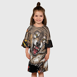 Платье клеш для девочки Волк и царапины, цвет: 3D-принт — фото 2