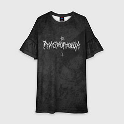 Детское платье Phasmophobia пентаграмма и крест на сером фоне