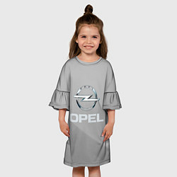 Платье клеш для девочки Opel - серая абстракция, цвет: 3D-принт — фото 2