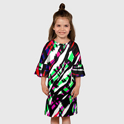 Платье клеш для девочки Разноцветная Зебра, цвет: 3D-принт — фото 2