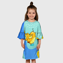 Платье клеш для девочки Желтая слониха - балерина, цвет: 3D-принт — фото 2