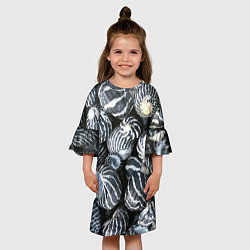 Платье клеш для девочки Паттерн из океанских ракушек, цвет: 3D-принт — фото 2
