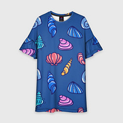 Платье клеш для девочки Паттерн из морских раковин, цвет: 3D-принт