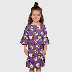 Платье клеш для девочки Сахарные черепа на фиолетовом паттерн, цвет: 3D-принт — фото 2