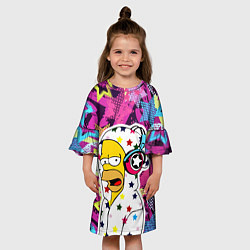 Платье клеш для девочки Гомер Симпсон в звёздном балахоне!, цвет: 3D-принт — фото 2