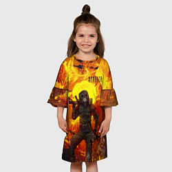Платье клеш для девочки STALKER На Фоне Горящего Знака Радиации, цвет: 3D-принт — фото 2