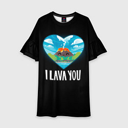 Платье клеш для девочки I lava you я лава ю, цвет: 3D-принт