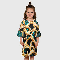 Платье клеш для девочки Золотые ветви, цвет: 3D-принт — фото 2