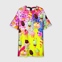 Платье клеш для девочки Вкусные Мороженки, цвет: 3D-принт