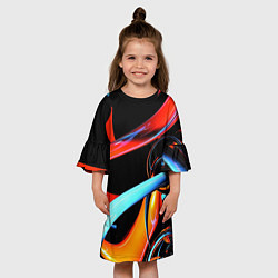 Платье клеш для девочки Краски и пузыри, цвет: 3D-принт — фото 2