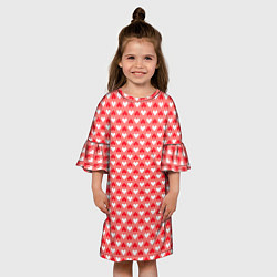 Платье клеш для девочки Белые и красные сердечки - абстракция, цвет: 3D-принт — фото 2