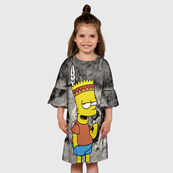 Платье клеш для девочки Барт Симпсон - начинающий индеец, цвет: 3D-принт — фото 2