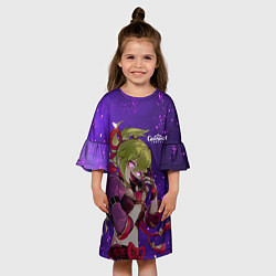 Платье клеш для девочки Куки Синобу - Геншин, цвет: 3D-принт — фото 2