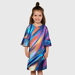 Платье клеш для девочки Радужные переливы, цвет: 3D-принт — фото 2