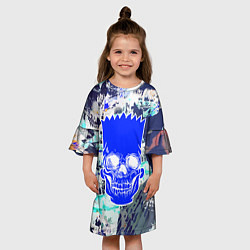 Платье клеш для девочки Синий череп Барта Симпсона, цвет: 3D-принт — фото 2