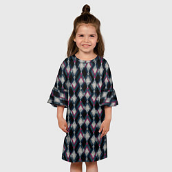 Платье клеш для девочки Классический ромбовидный текстурированный узор на, цвет: 3D-принт — фото 2