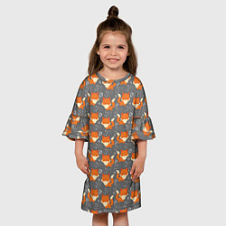 Платье клеш для девочки Веселые лисички, цвет: 3D-принт — фото 2