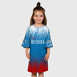 Платье клеш для девочки Российский триколор - Я люблю Россию, цвет: 3D-принт — фото 2