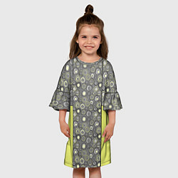 Платье клеш для девочки Абстрактный узор с неоновыми вставками, цвет: 3D-принт — фото 2