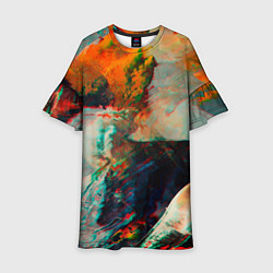 Платье клеш для девочки Картинный холст со множеством красок, цвет: 3D-принт