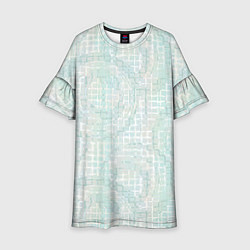 Платье клеш для девочки Круги на клетчатом серо-белом фоне, цвет: 3D-принт