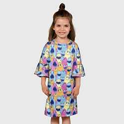 Платье клеш для девочки Монстры пушистые, цвет: 3D-принт — фото 2