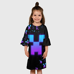 Платье клеш для девочки Minecraft градиент, цвет: 3D-принт — фото 2