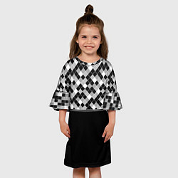 Платье клеш для девочки Черно-белый геометрический узор, цвет: 3D-принт — фото 2
