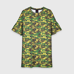 Платье клеш для девочки Камуфляж Дубок ВСР-93 мелкий, цвет: 3D-принт