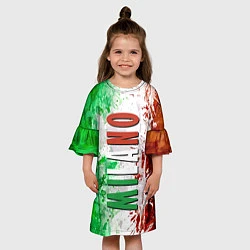 Платье клеш для девочки Флаг Италии - кляксы, цвет: 3D-принт — фото 2