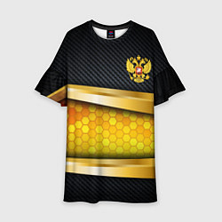 Платье клеш для девочки Black & gold - герб России, цвет: 3D-принт