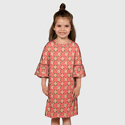 Платье клеш для девочки Минимализм - цветочки, цвет: 3D-принт — фото 2