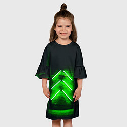 Платье клеш для девочки Неоновые зелёные стрелки во тьме, цвет: 3D-принт — фото 2