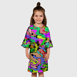 Платье клеш для девочки Разноцветный клетчатый камуфляж, цвет: 3D-принт — фото 2