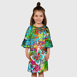 Платье клеш для девочки Flowers in a clearing, цвет: 3D-принт — фото 2