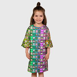 Платье клеш для девочки Minecraft characters neon, цвет: 3D-принт — фото 2