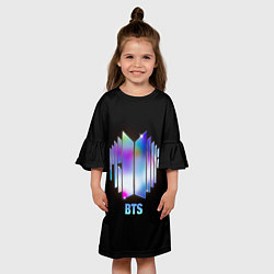 Платье клеш для девочки BTS gradient logo, цвет: 3D-принт — фото 2
